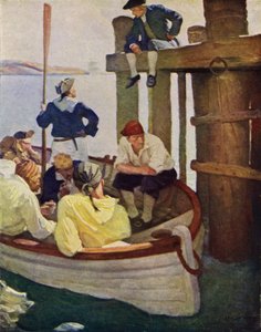 Illustration för Kidnapped av Robert Louis Stevenson (färg litho) av Newell Convers (after) Wyeth