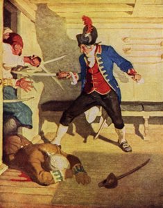 Illustration för Kidnapped av Robert Louis Stevenson (färg litho)