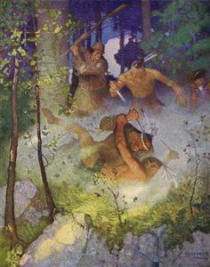 Illustration för The Last of the Mohicans (färg litho)