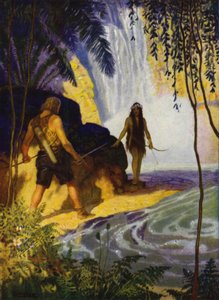 Illustration för Westward Ho! av Charles Kingsley (färg litho) av Newell Convers (after) Wyeth