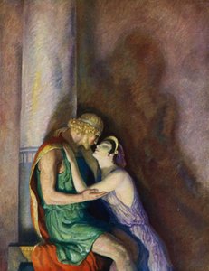 Odysséen: Odysseus och Penelope återförenade (färglitografi)