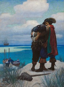 Först, under en tid, kunde jag inte svara honom ett ord; Men när han hade tagit mig i sina armar, höll jag fast vid honom, annars skulle jag ha fallit till marken av Newell Convers Wyeth