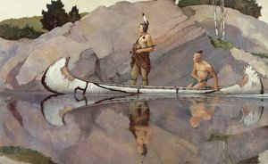 Indianer i en kanot av Newell Convers Wyeth