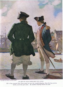 På havsväggen med John Paul Jones: Under en lång stund stirrade John Paul ut över sjöfarten längs hamnen till det öppna vattnet, 1928 av Newell Convers Wyeth