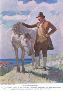 Sir Nat och hästen: Johnny såg Sir Nat gnugga den gråa nosen; stå tillbaka och fortsätt till en minut och systematisk inspektion, 1928 av Newell Convers Wyeth