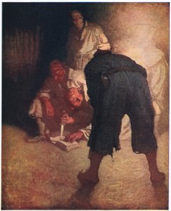 Den svarta fläcken: Ungefär halvvägs ner för sluttningen till stockaden samlades de i en grupp av Newell Convers Wyeth