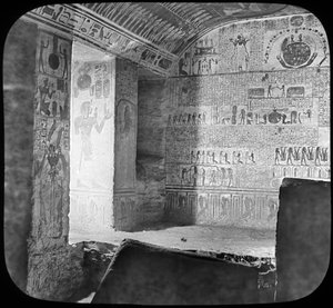 Sarkofag och begravningskammare av Rameses VI, Valley of the Kings, Egypten, c1890