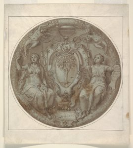 Design för en Tondo med armar av kardinal Giulio della Rovere av Niccolò Martinelli, called il Trometta
