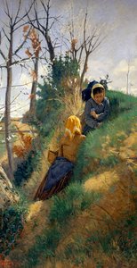 Pastoral scen, av Niccolo Cannicci (1846-1906), olja på duk, 72x38 cm