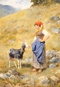 Shepherdess, av Niccolo Cannicci (1846-1906)