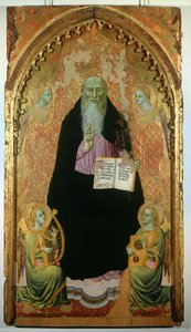 Den helige Antonius abbot med Antoniternas bok, 1371 av Niccolo di Tommaso