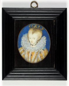 En dam som traditionellt identifieras som drottning Elizabeth I när prinsessan (emalj) av Nicholas Hilliard