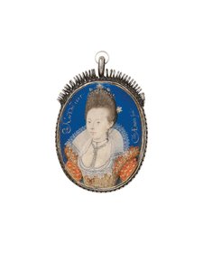 En dam i guldklänning med högtstående ruff, 1605 av Nicholas Hilliard