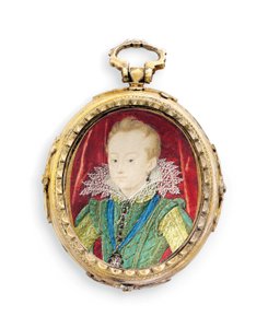Kung Charles I när hertigen av York, som pojke (vellum i senare förgylld metallram) av Nicholas Hilliard