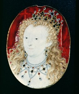 Miniatyr av drottning Elizabeth I (wc på veläng på spelkort) av Nicholas Hilliard