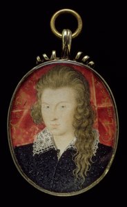No.3856 Henry Wriothesley, 3:e earl av Southampton (1573-1624), ca 1594 (gouache på veläng) av Nicholas Hilliard