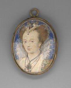 Porträtt av en kvinna, ca 1590 (vellum på kortet) av Nicholas Hilliard