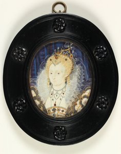 Drottning Elizabeth I (akvarell på elfenben) av Nicholas Hilliard