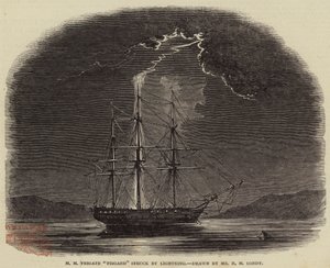 H M Fregatten Fisgard träffad av blixten av Nicholas Matthews Condy