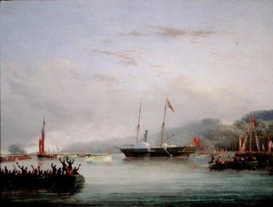 Den första Victoria And Albert Yacht utanför Plymouth (olja ombord)