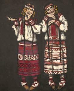 Kostymdesign för baletten The Rite of Spring Le Sacre du Printemps av I. Stravinski, 1930