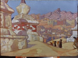 Courier of Good Fortune (från Maitreya-sviten). Tibetansk buddhism. Verk av Nicholas Roerich (1874-1947), tempera på kartong av Nicholas Roerich