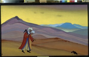 Khosrow och Shirin. Persisk legend 1200-talet: kärlekshistoria mellan den sassanidiska kungen Khosrow II och den kristna prinsessan Shirin. Målning av Nicholas Roerich (1874-1947), tempera på duk av Nicholas Roerich