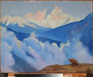 Himalaya (Tibet). Verk av Nicholas Roerich (1874-1947), tempera på kartong av Nicholas Roerich