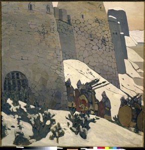 Klockan. Målning av Nicholas Roerich (1874-1947), olja på duk av Nicholas Roerich