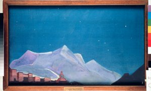 Det kungliga klostret Hemis, i Tibet. (Buddhism) Målning av Nicolas (Nicholas) Roerich (1874-1947), tempera på duk av Nicholas Roerich