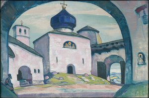 Gamla Pskov, dekor för Rimsky-Korsakovs opera "The Maid of Pskov", 1922 av Nicholas Roerich