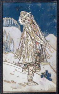 Kostymprojekt för pjäsen La demoiselle des neiges av Alexandre Ostrovski (1823-1886). (Dräktdesign för teaterpjäsen Snow Maiden, av A. Ostrovsky). Verk av Nicholas Roerich (1874-1947), tempera på papper av Nicholas Roerich