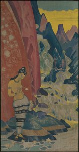 Song of the Waterfall, dekorativ panel, "Dreams of Wisdom"-serien, 1920 av Nicholas Roerich