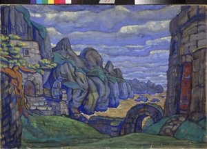 By vid havet Förberedande dekor för operan Tristan och Isolde av Richard Wagner (1813-1883). Verk av Nicholas Roerich (1874-1947), gouache och tempera på kartong av Nicholas Roerich