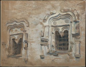 Fönster i ett 1600-talshus, Pskov, från "Studier från resa genom gamla ryska städer", 1903 av Nicholas Roerich