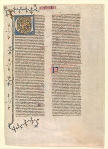 Initial V från Nehemias kommentar, ett av sex illustrerade blad..., ca. 1360-1380. av Nicholas of Lyra