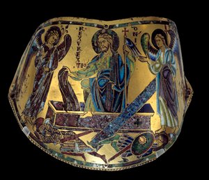 Armilla: Uppståndelsen. Meuse ceremoniellt armband av koppar och emalj. Verkstad av Nicolas Verdun (ca.1130/50-1205) Medeltid, ca. 1170-1180. Paris, Louvren av Nicholas of Verdun