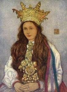 Norge: A Hardanger Bride (färg litho) av Nico Jungman