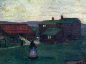 Norge: Bondgårdar byggda av polare (färg litho) av Nico Jungman