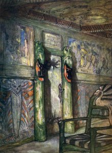 Norge: Room by Munthe at Holmencollen (colour litho) av Nico Jungman