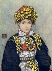Norge: Saetersdalen Bride (färg litho) av Nico Jungman