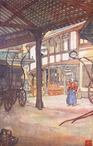 An Hotel Courtyard, Rouen (färglitografi) av Nico Jungmann