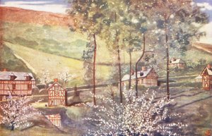 Körsbärsblomma (färglitografi) av Nico Jungmann