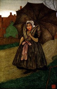 Dutch Girl in the Rain (pastell på papper)