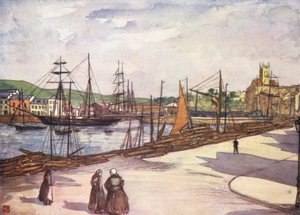 Fecamps hamn (färglitografi)