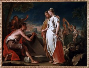 Möte mellan Jacob och Rachel (olja på duk av Nicolò Grassi