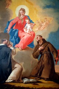 Nationalgalleriet. Vår fru av Rosenkransen med St Dominic och St Francis d
