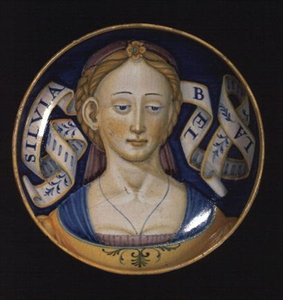 Majolikakopp, från Belle donne-serien, 1525 av Nicolò Pellipario