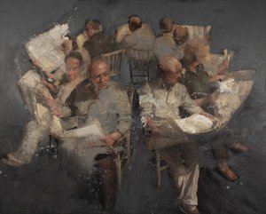 Daglig läsning, 2021 (olja på duk) av Nicola Pucci
