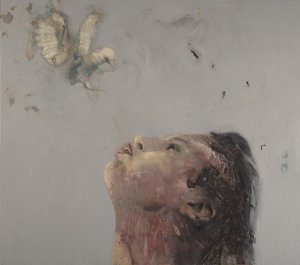 Flying Lesson V, 2020 (olja på duk) av Nicola Pucci